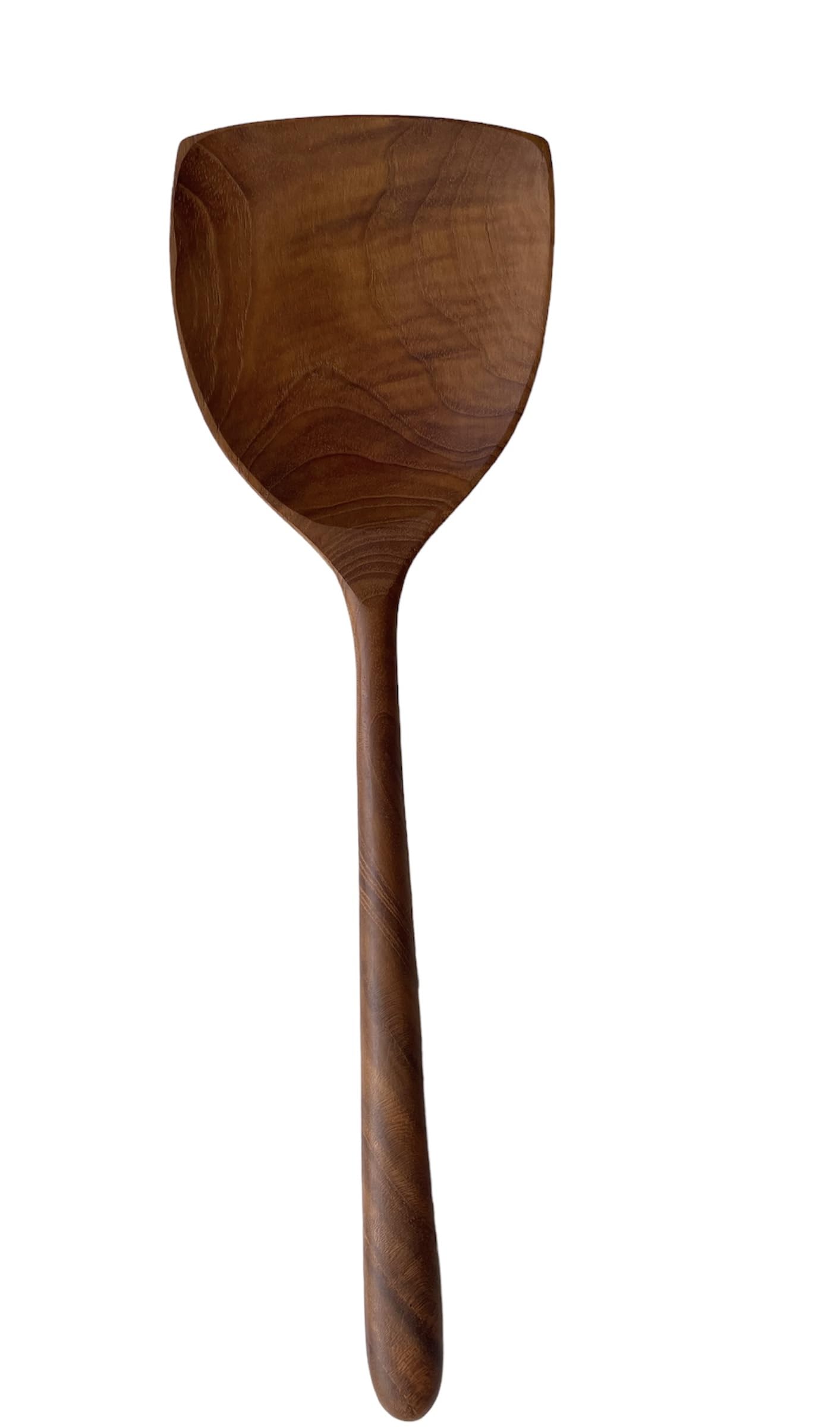 Spatule en bois de teck anti-rayure, ustensile fait main pour préserver vos poêles
