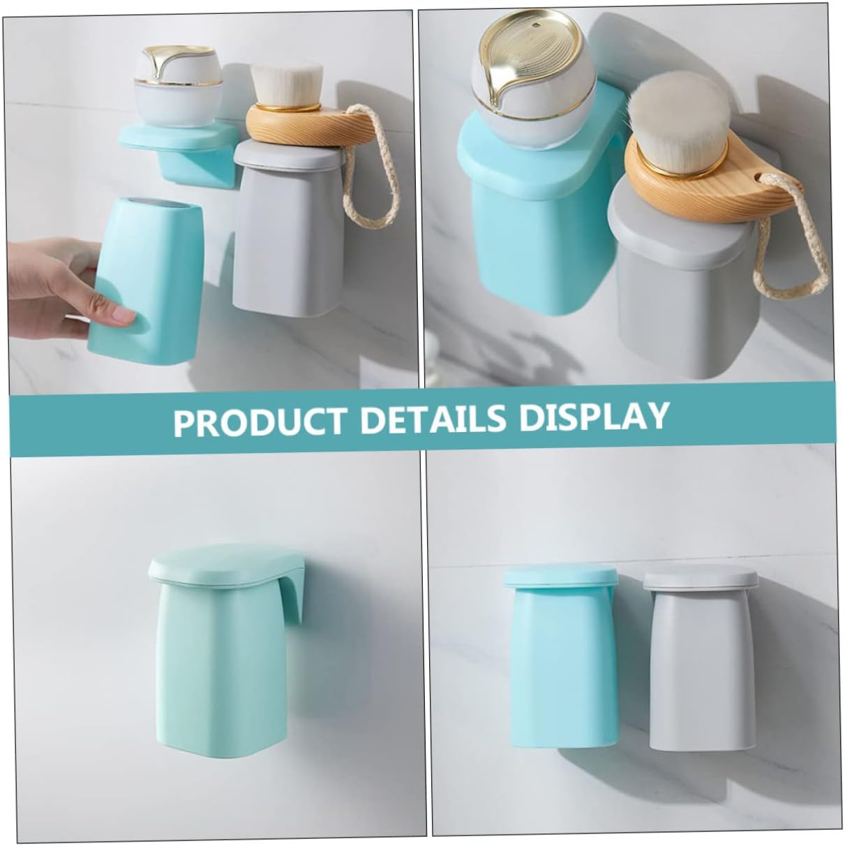 4-Piece Wall-Mounted Magnetic Toothbrush Cup Set Non-Marking Toothbrush Holder Bathroom Accessory for Use