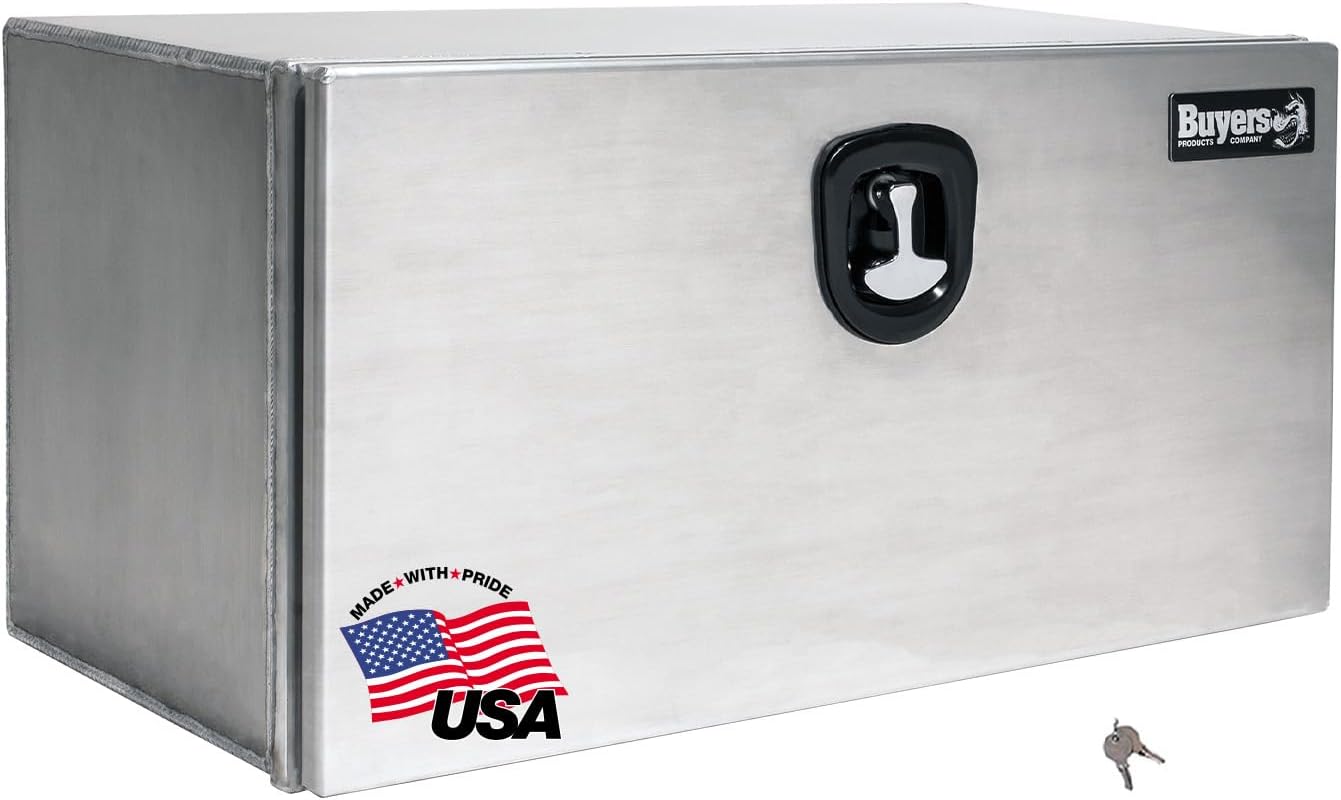 Buyers Products 1706403 Pro Series Underbody Truck Box With 3-Point Compression Latch, Smooth Silver Aluminum, Made in the USA, 18 x 18 x 30 Inches, Truck Tool Box For Storage & Organization