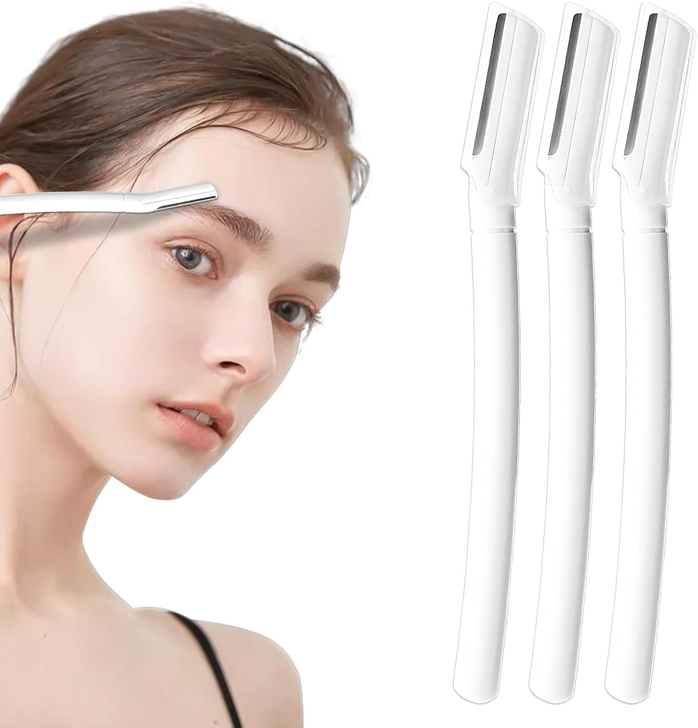 Face Eyebrow Razor Dermaplaning Tool Trimmer Precision Stainless Steel Multipurpose Hair Remover White Peach Fluff Hair Remover for Face