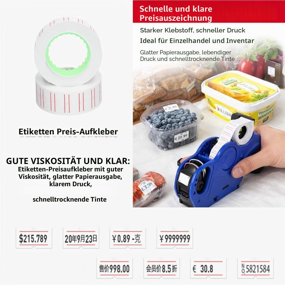 30 Rollen 15000 Stück Etiketten Preisaufkleber 21 X 12 Mm Einreihige Preisetiketten aus Papier für MX5500 Pistolenetikettierer