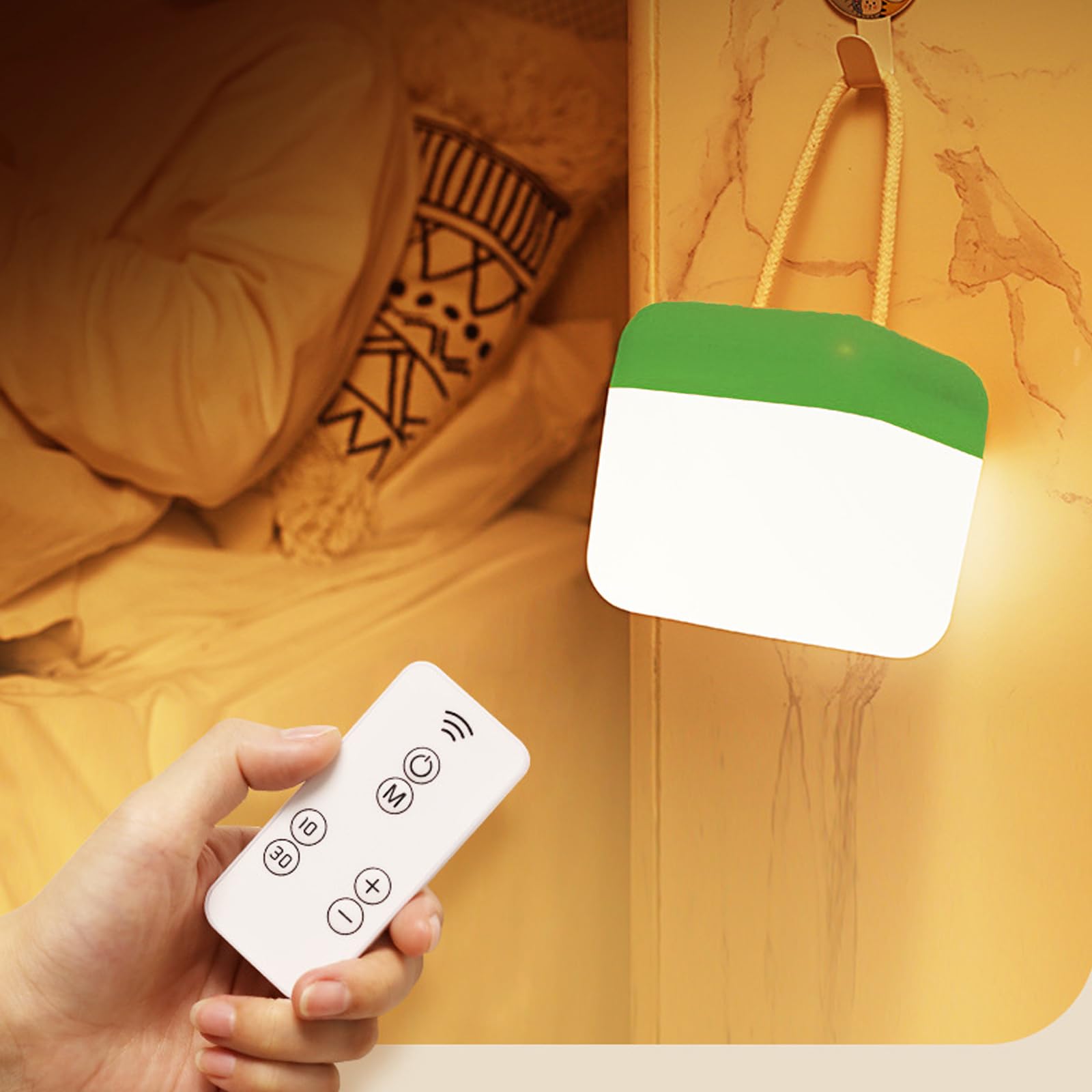 Touch Lamp for Bedroom Nightstand - Dimmable Night Light for Kids with Remote Control - Soft Light for Baby Nursery - Portable and Battery Operated, Hanging Camping Night Light