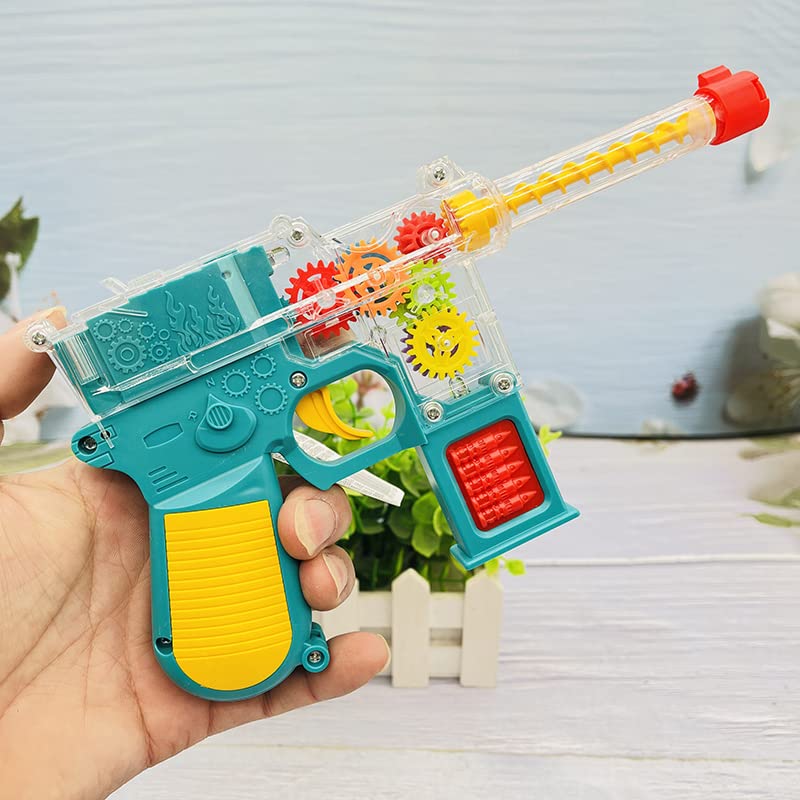 PLUSPOINT Transparent Gun Toy for Kids with 3D Lights Musical with Moving Gears Concept Gun Toys with Colourful Flashing Light Music Toy for Boys Girls Kids Birthday Gift Pack of 1pc (Gear Pistol) 1