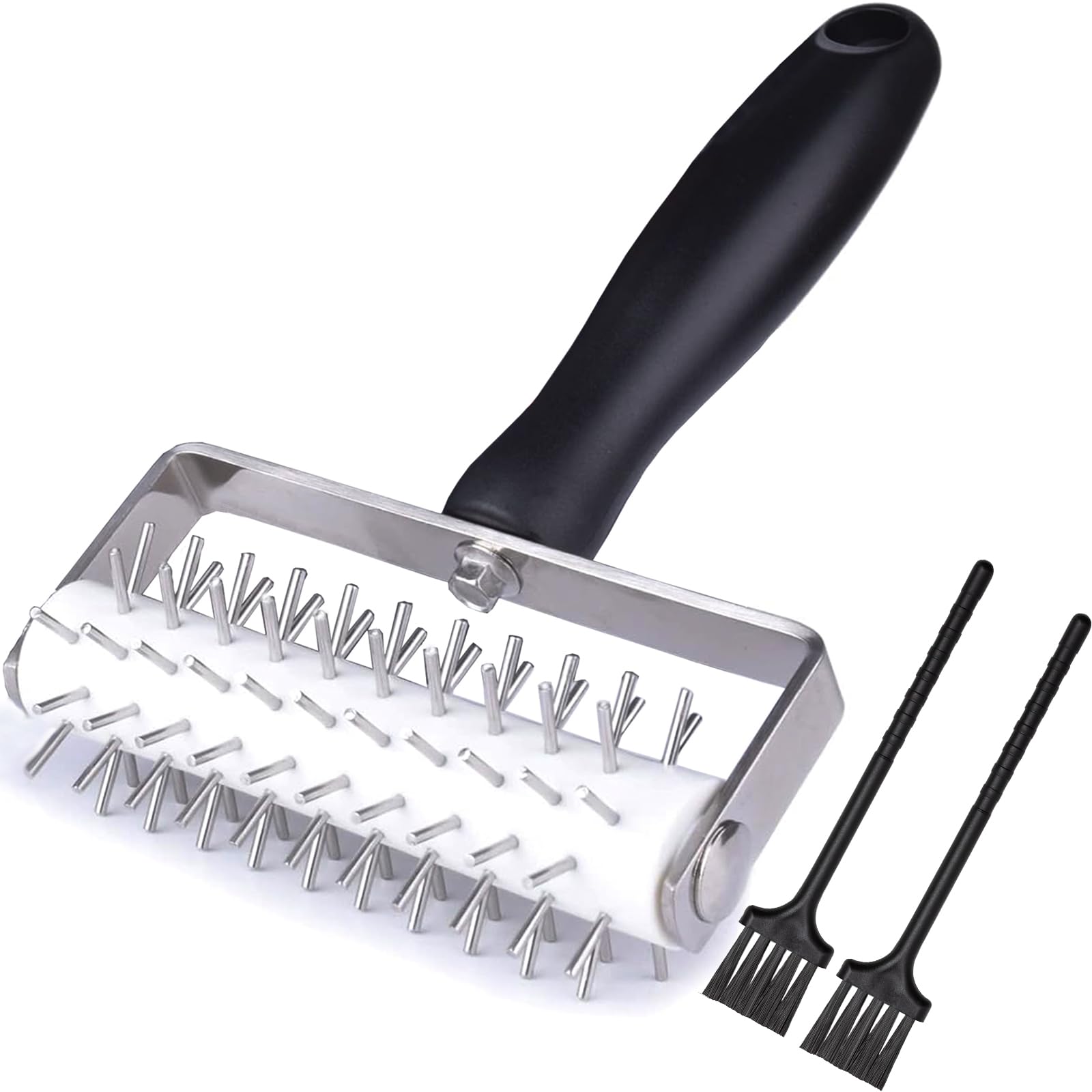 Pizza Dough Docker Roller - Stainless Steel Pin Puncher With Plastic Handle, Docking Tool for Cookie Pie Pastry Bread