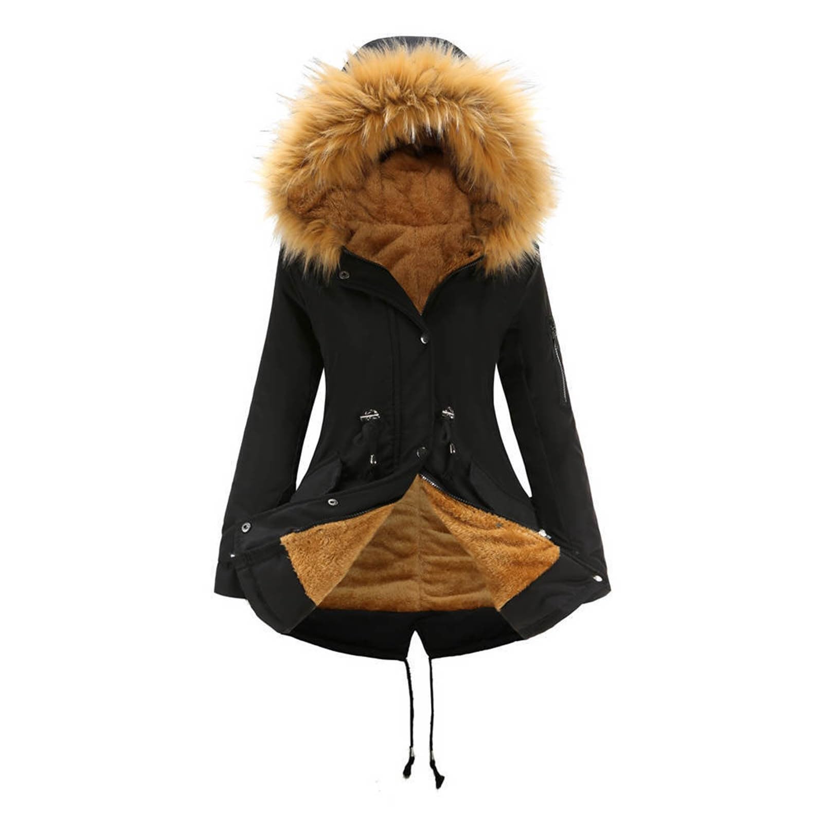 Generico Piumino Donna Caldo E Lungo, Giacche Donna Invernale Corte,Cappotto Lungo in Piumino per l'inverno Caldo Trench con Cappuccio E Finiture Finte Giacca Trapuntata Spessa Termica Taglia Comoda
