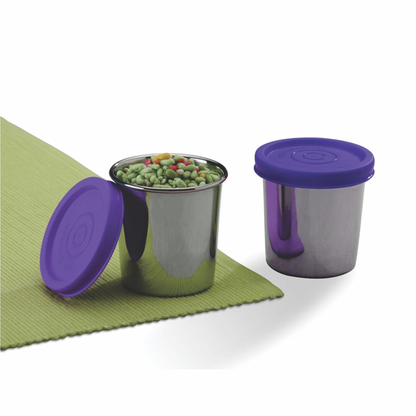SIGNORA WARE Nano Stainless Steel Round Container | Airtight & Leakproof | Retain Freshness | Ideal For Storing Herb & Spices | Best For Pantry Use | Versatile Use ( 100Ml X 2 | Set Of 2 | Violet )