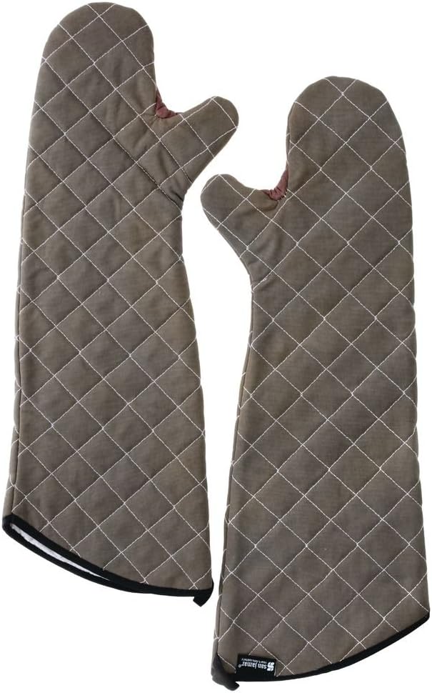 800FG24 BestGuard Commercial Heat Protection Up to 450° F Oven Mitts (Pair), 24" Length, Tan