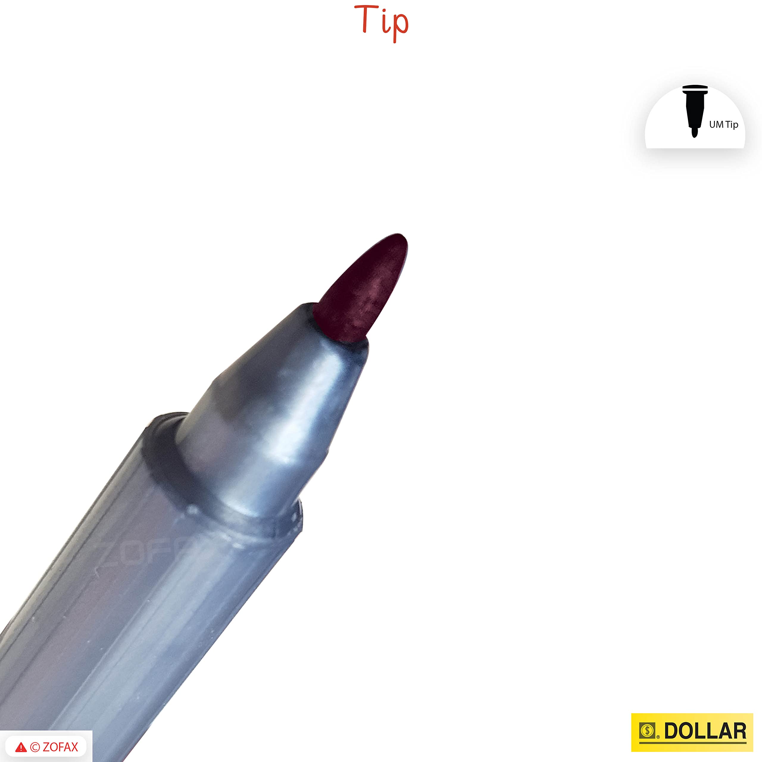 DOLLAR UM 1.0 Permanent Marker Pens, RED, Medium Point (1.0 mm), Pack of 10, Waterproof, Quick Drying, Mark Write Sketch - Image 4