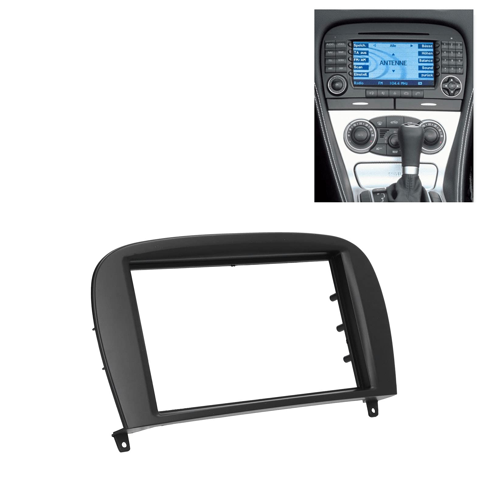 ABS 2Din Radio estéreo Fascia Panel de navegación DVD Montaje en marco Instalación Embellecedor Bisel Interior 190x110 mm 7,5x4,3 pulgadas Exterior 260x130 mm para SL Clase R230 G