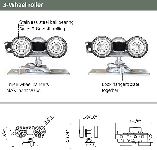 Miniatura 5 de DIYHD Kit de riel de puerta interior plegable de 72 pulgadas, montaje en techo con kit de puerta plegable para armario de 4 puertas, ancho de puerta