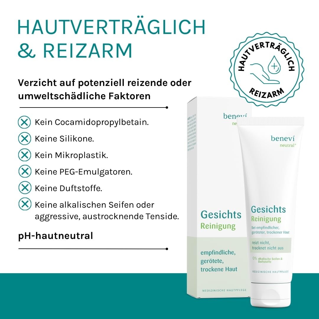 benevi neutral Gesichts-Reinigung 5 x 125ml für empfindliche, irritierte, trockene Haut. Ausschließlich milde Tenside, besonders hautverträglich. pH 5,5