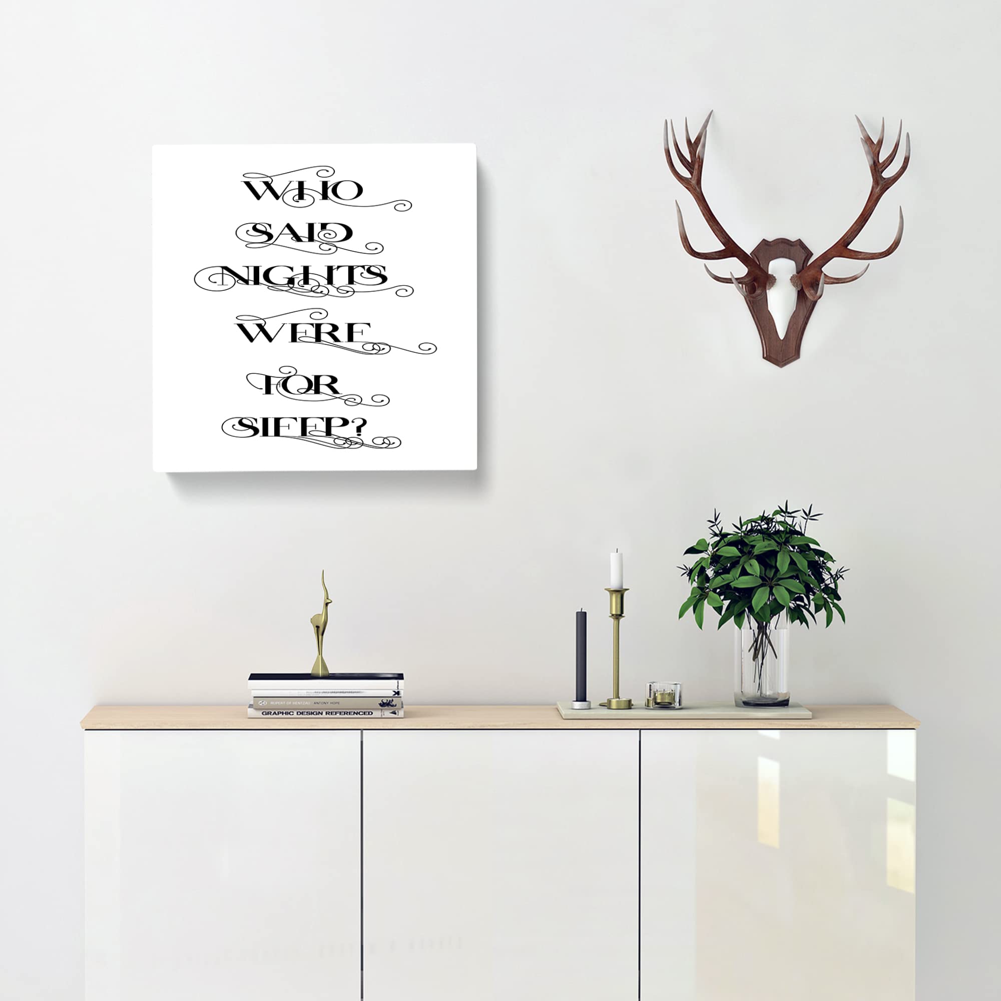 Who Said Nights Were for Sleep Modern Typography Quote Canvas Print, Mixed, 35L x 35W cm - Image 3