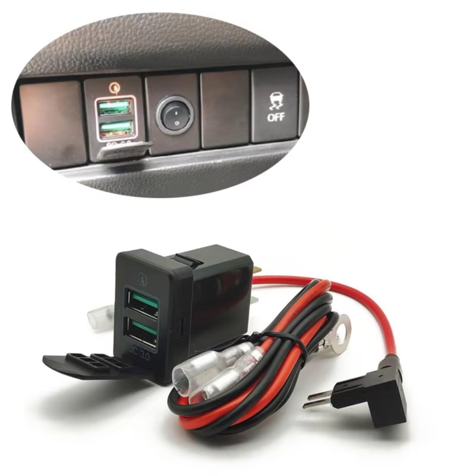 Compatible Avec Mitsubishi Pour Outlander 3 Pour Xpander Pour Mirage 2018 2019 Double Port USB Chargeur QC3.0 Adaptateur Affichage 12 V 24 V AUX USB Socket Connecteur