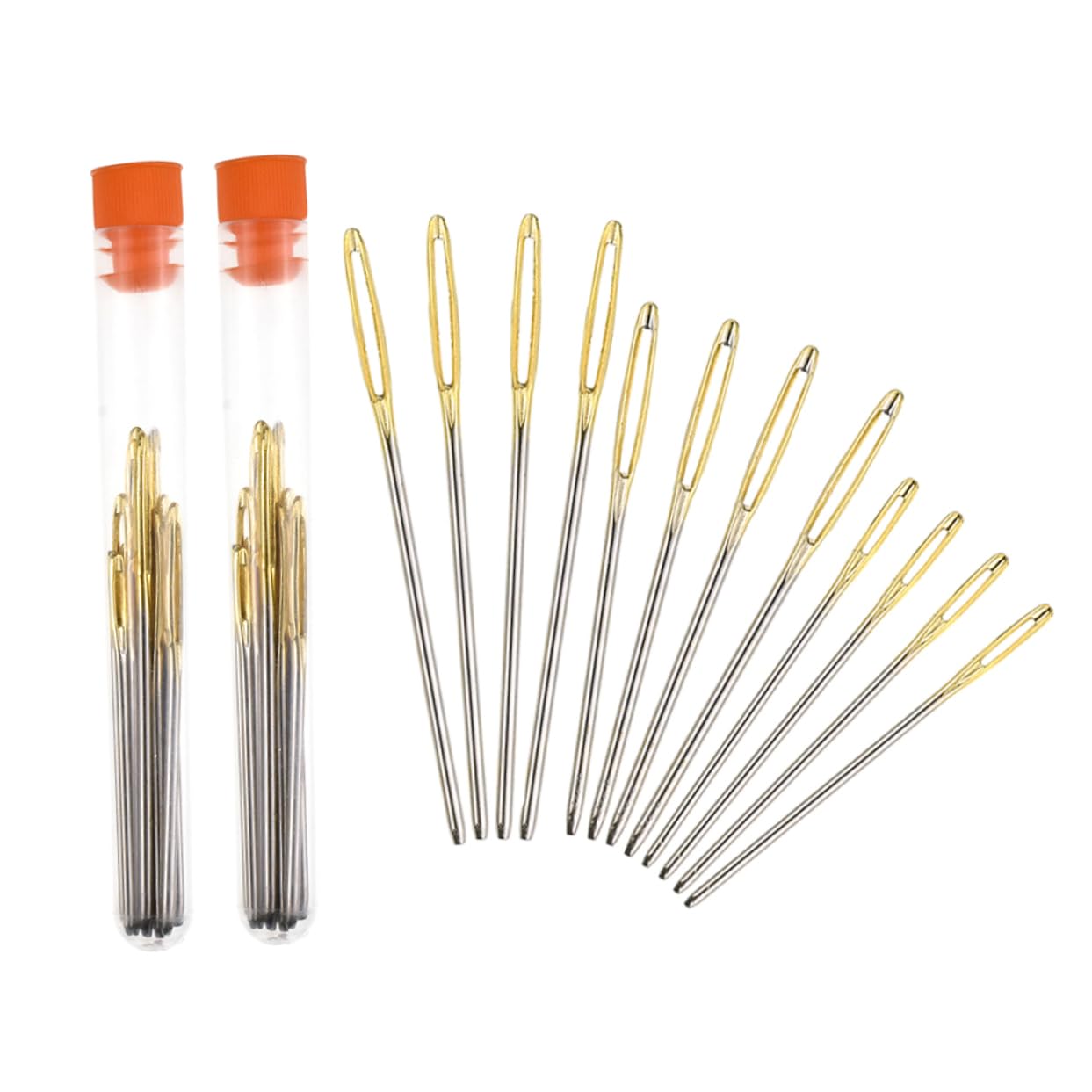 ULDIGI 2 Sets of Stainless Steel Large Hole Needles for Sewing Knitting Weaving Tools with Storage Bottle