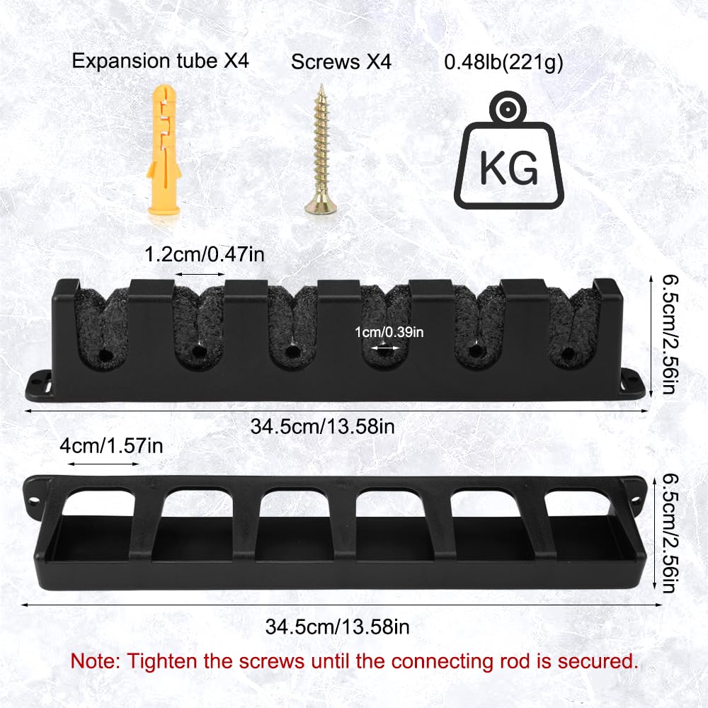 1 par de soportes para caña de pescar vertical y horizontal – Estantería de pared para 6 polos, estante de almacenamiento Rod Rack (negro)