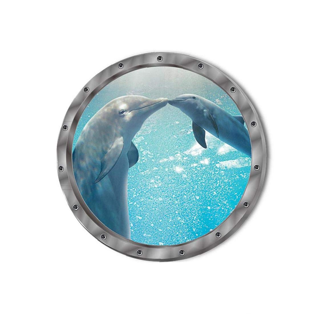 Tossper Style 2 3D Porthole View Undersea Sticker Waterproof Peel And Stick Wall Decals Kids Room Mural Nursery Kindergarten Decoration