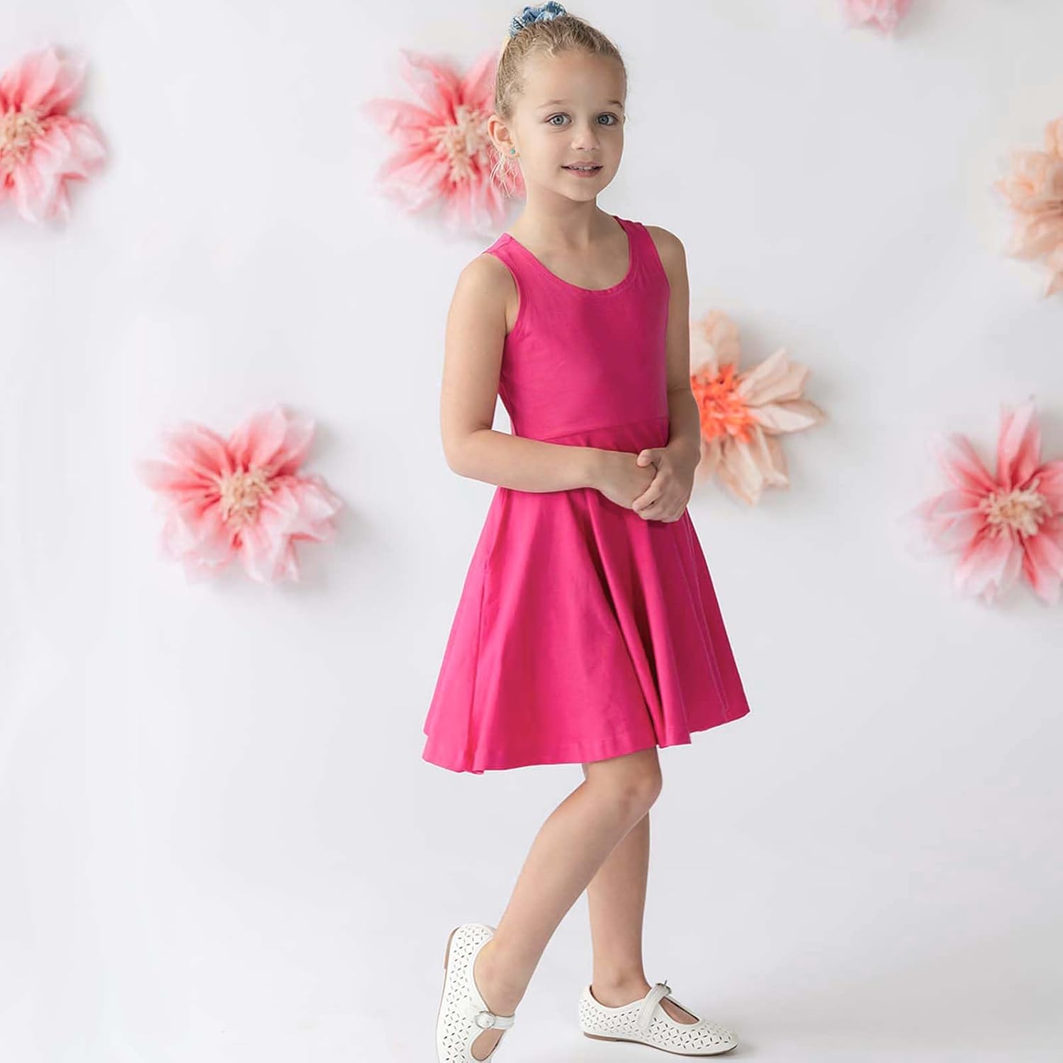 Mightly Girls' Sleeveless Skater Dress | Organic Cotton Fair Trade Certified Toddler and Kids Clothes