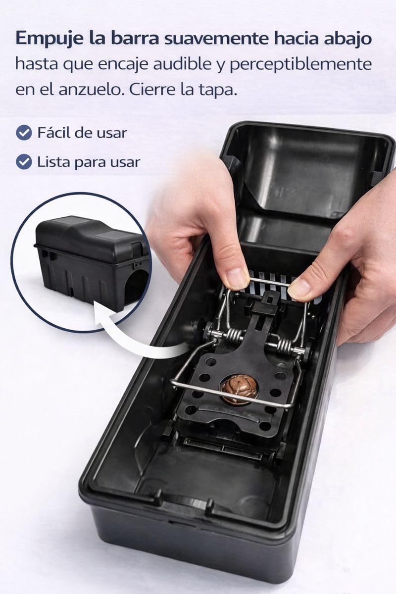 Set de trampas para ratas – 2× caja de cebo para ratas & 2× trampa de impacto | Control seguro de ratas para casa, sótano y jardín | Ayuda rápida para problemas de ratas | sin veneno para ratas