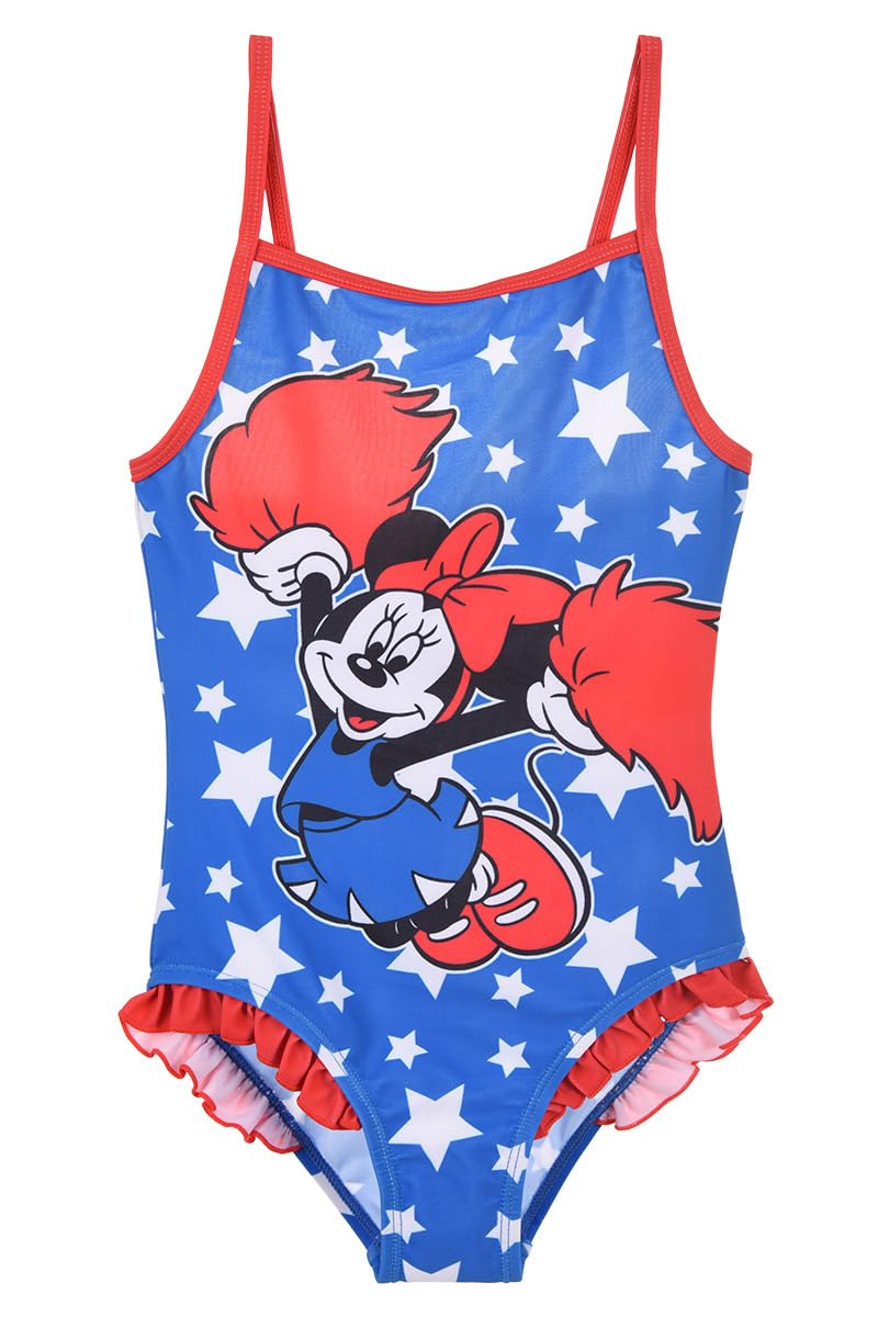 Disney Minnie Mouse Bañador para Niña, Diseño Estrellas Bañador de Una Pieza, Bañador de Natación Infantil, Tallas 3 a 8 Años
