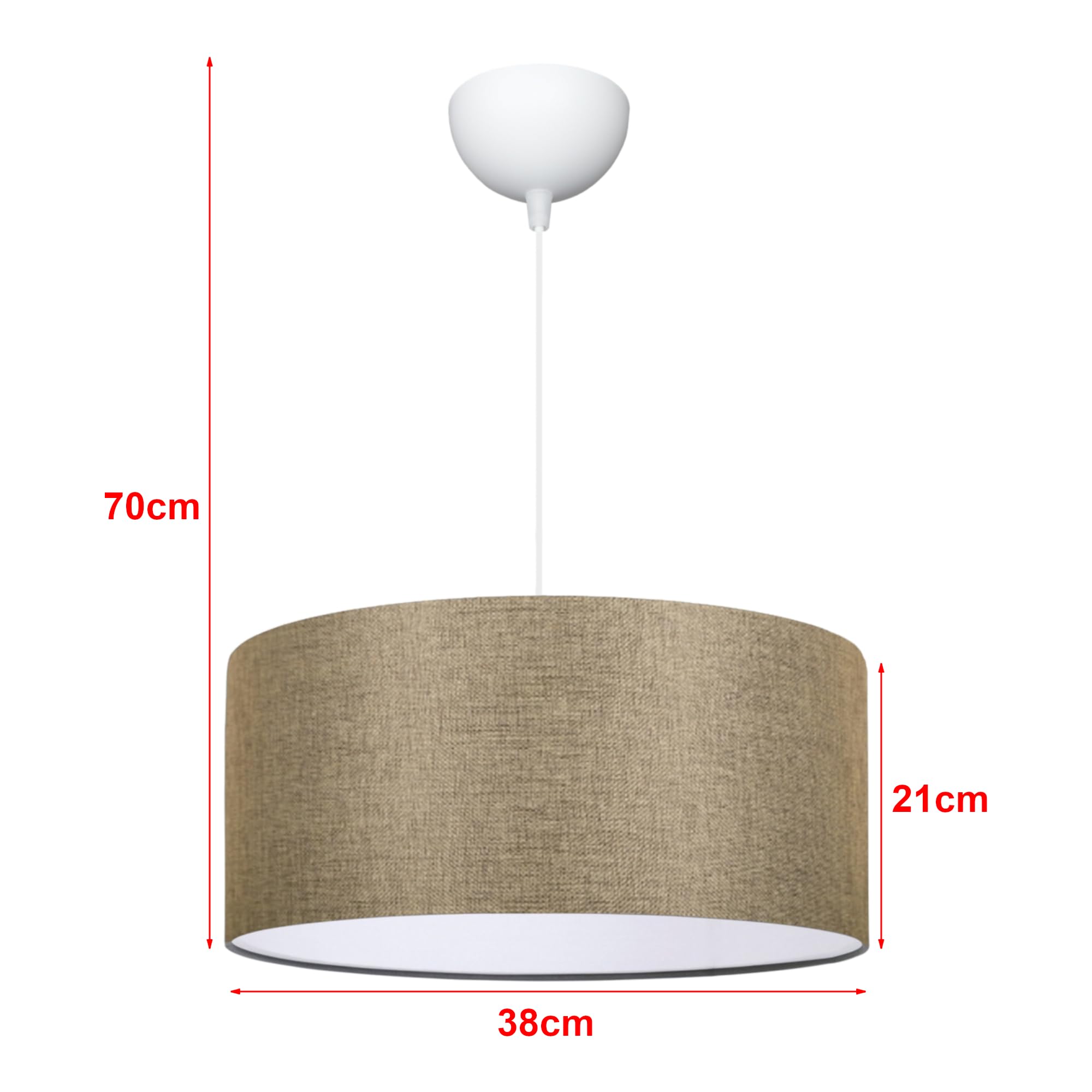 lux.pro Lámpara Colgante Lámpara de Techo Luminaria de Suspensión para Pasillo Restaurante 1xE27 20 W Plástico Tela 70 x Ø 38 cm - Beige