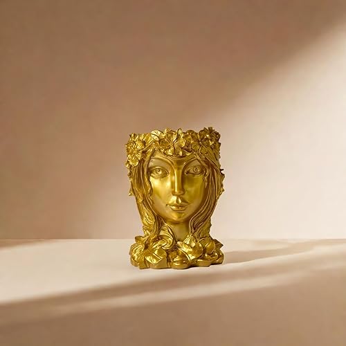 Miniatura 9 de Romehaha Macetero de cabeza, macetas con agujero de drenaje, macetas únicas con ojos cerrados, macetas de cabeza de resina para plantas de interior