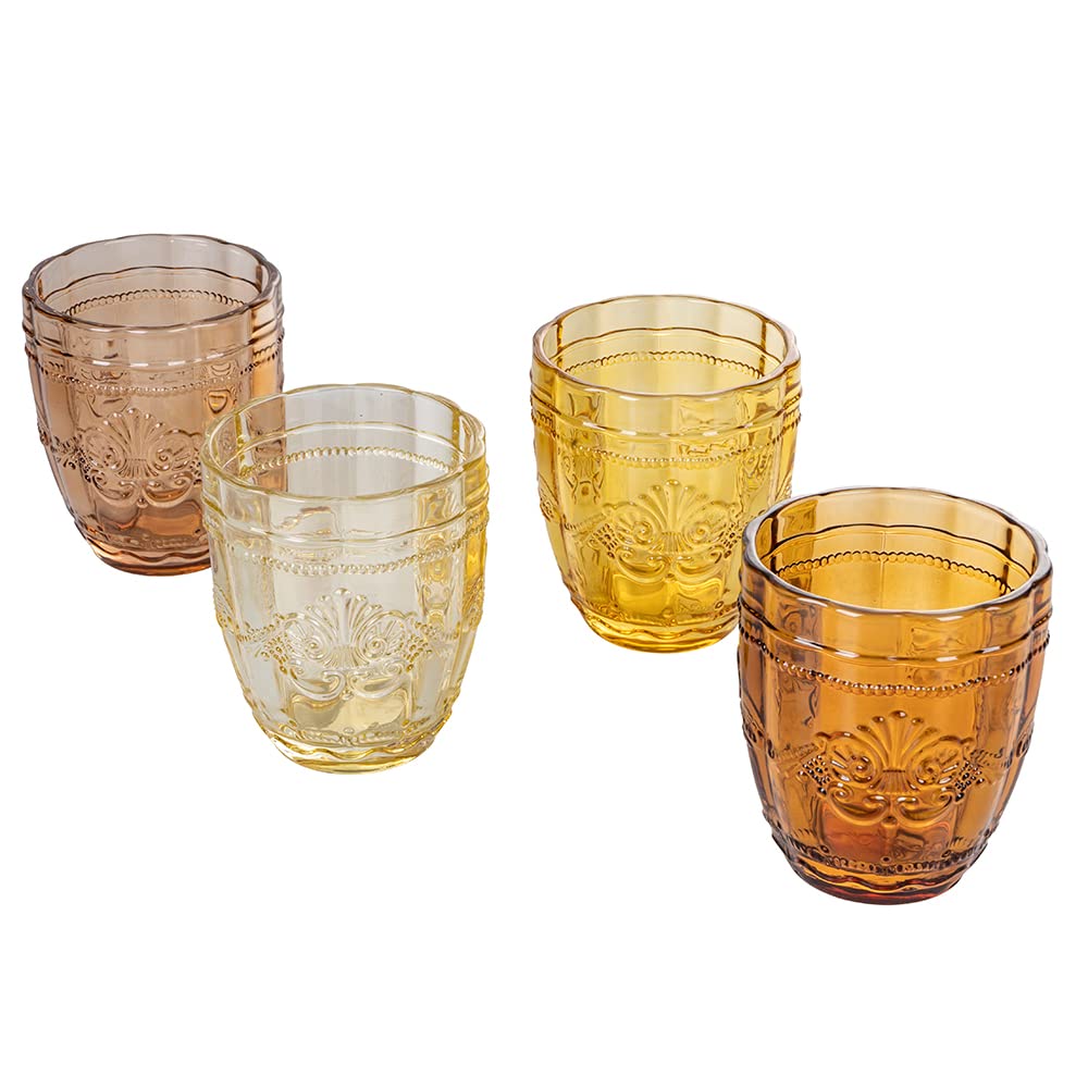 Verres à Eau Granada Chocolate Villa D'Este | Lot De 6 | 300 Ml | Verre Sculpté | Lave-Vaisselle Safe