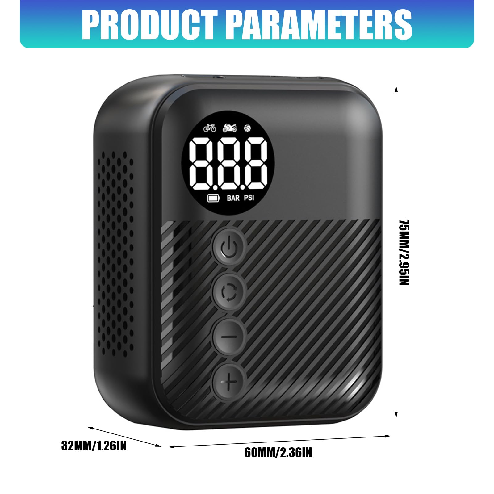 Inflador de neumáticos portátil con pantalla digital, bombas de aire de mano para bicicletas de carretera, montaña, neumáticos de motocicleta, pelotas y equipo deportivo al aire libre