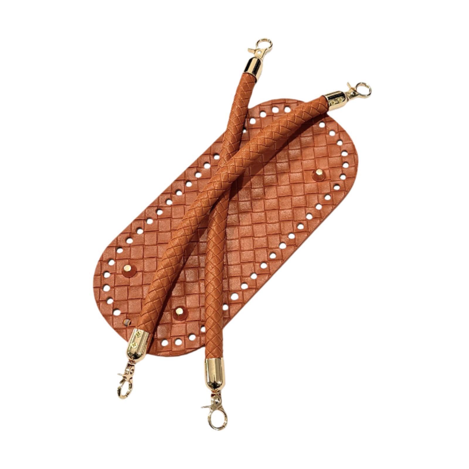 Purse Bottom with Short Handles DIY Set Bottom with Pre Punched Holes Brown-picture-21