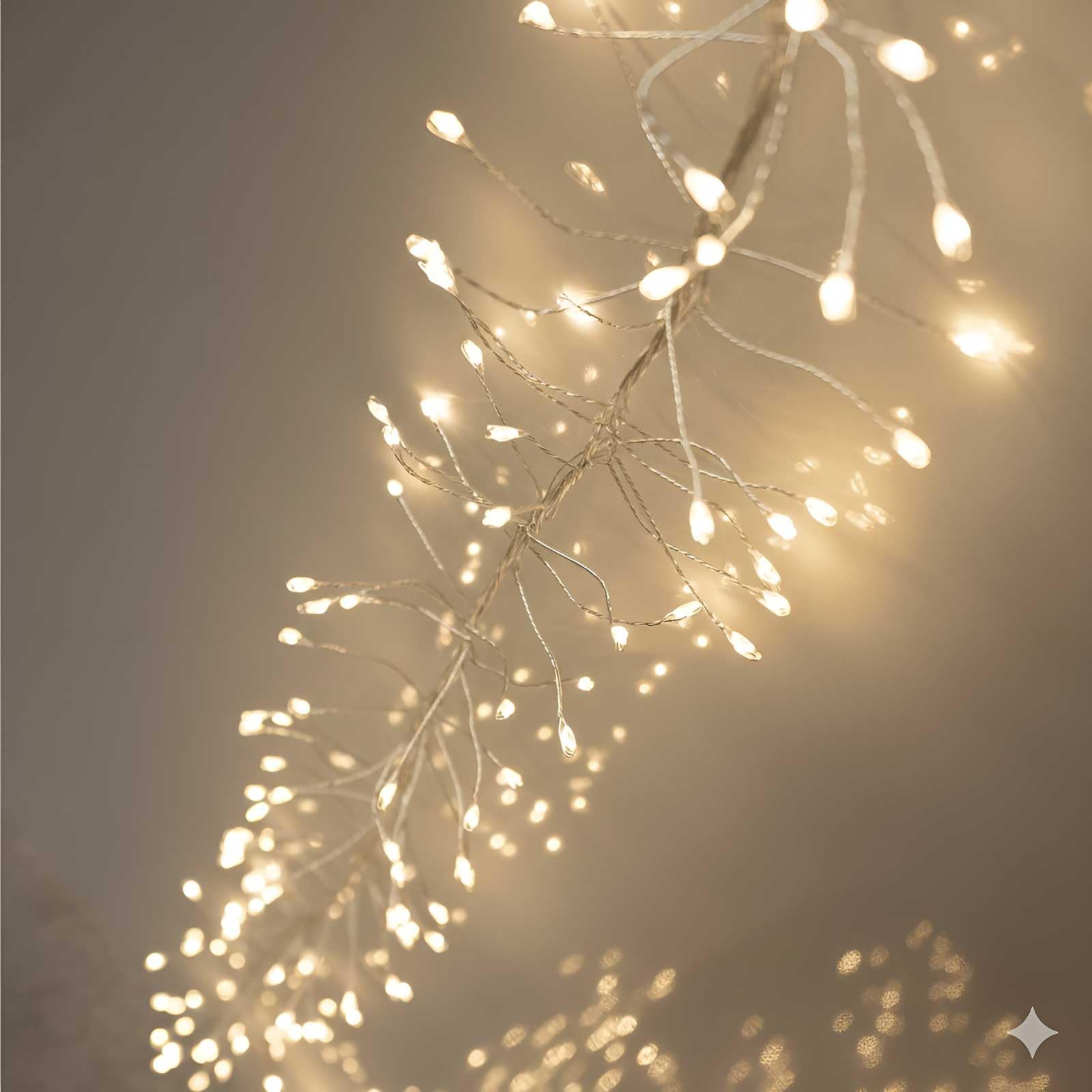 Qbis Warm White Premium Led Cluster Lights. Christmas Garland Fairy Lights (480 Led (Silver Wire) Twinkle)