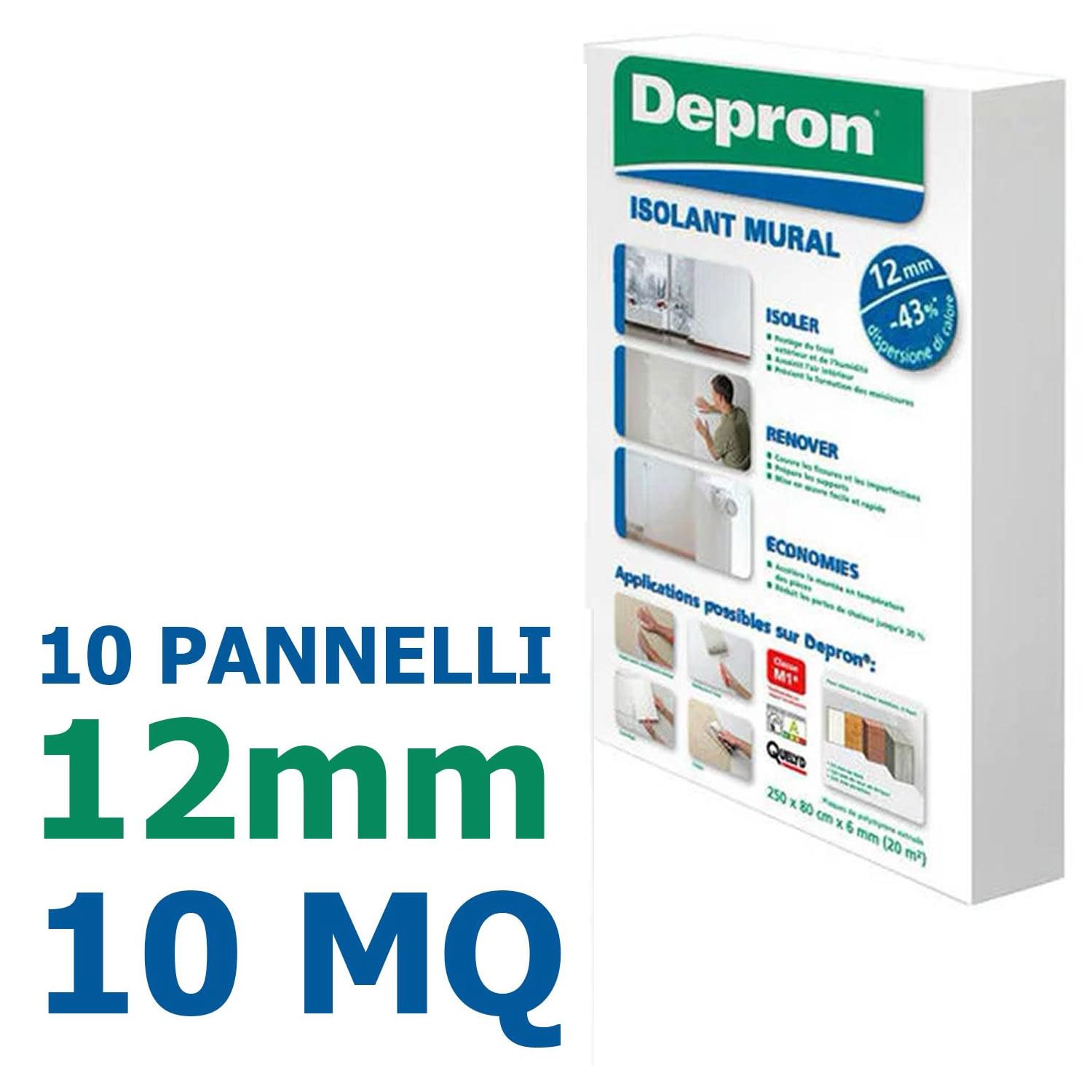 DEPRON Pannelli Isolanti 12 mm (125×80 cm) – Confezione 10 m² + Colla Glutolin 8 kg | Isolamento Termico e Acustico per Pareti e Soffitti | 1 paio di guanti in nitrile HYTAMA TOOLS