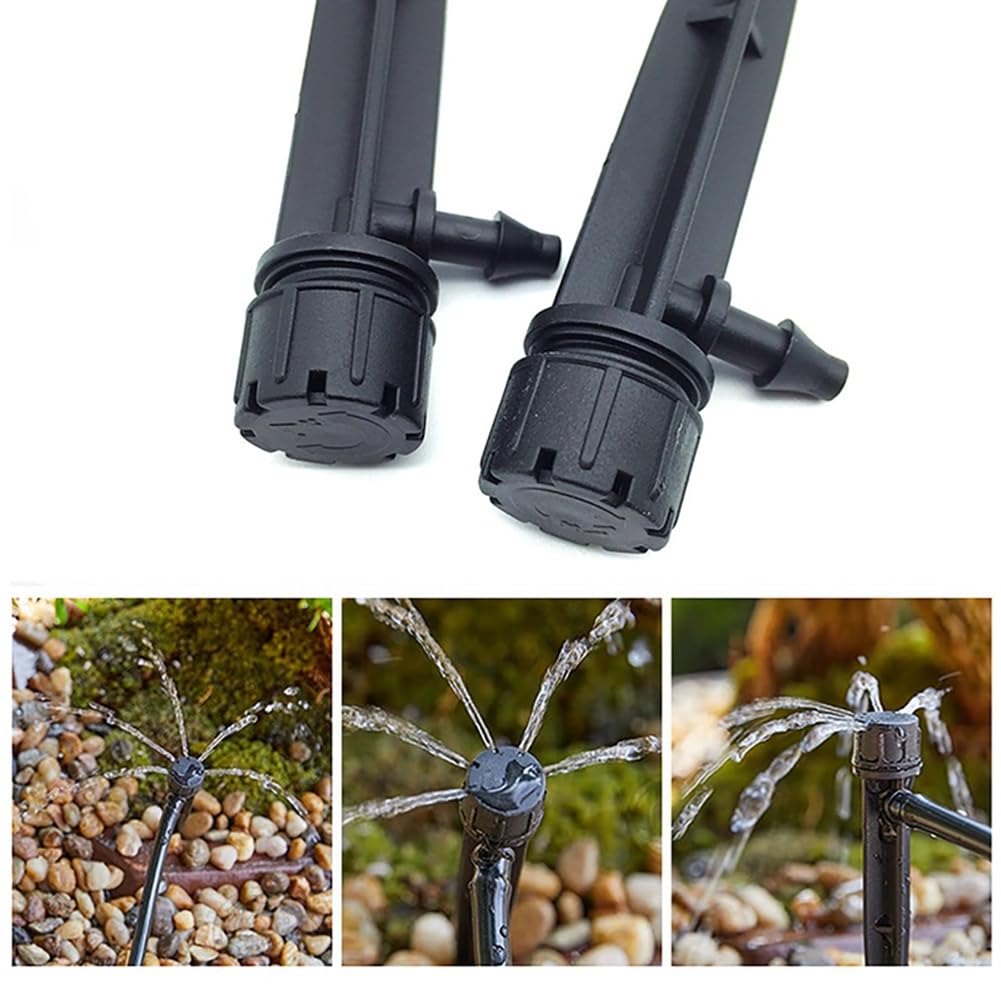 50 Stück Verstellbare 8-Loch-Tropfer mit Spikes, Gartensprinkler, Bewässerung, Pfahlstrahler, Gartengewächshaus-Bewässerungsgerät, Einfach zu Bedienen