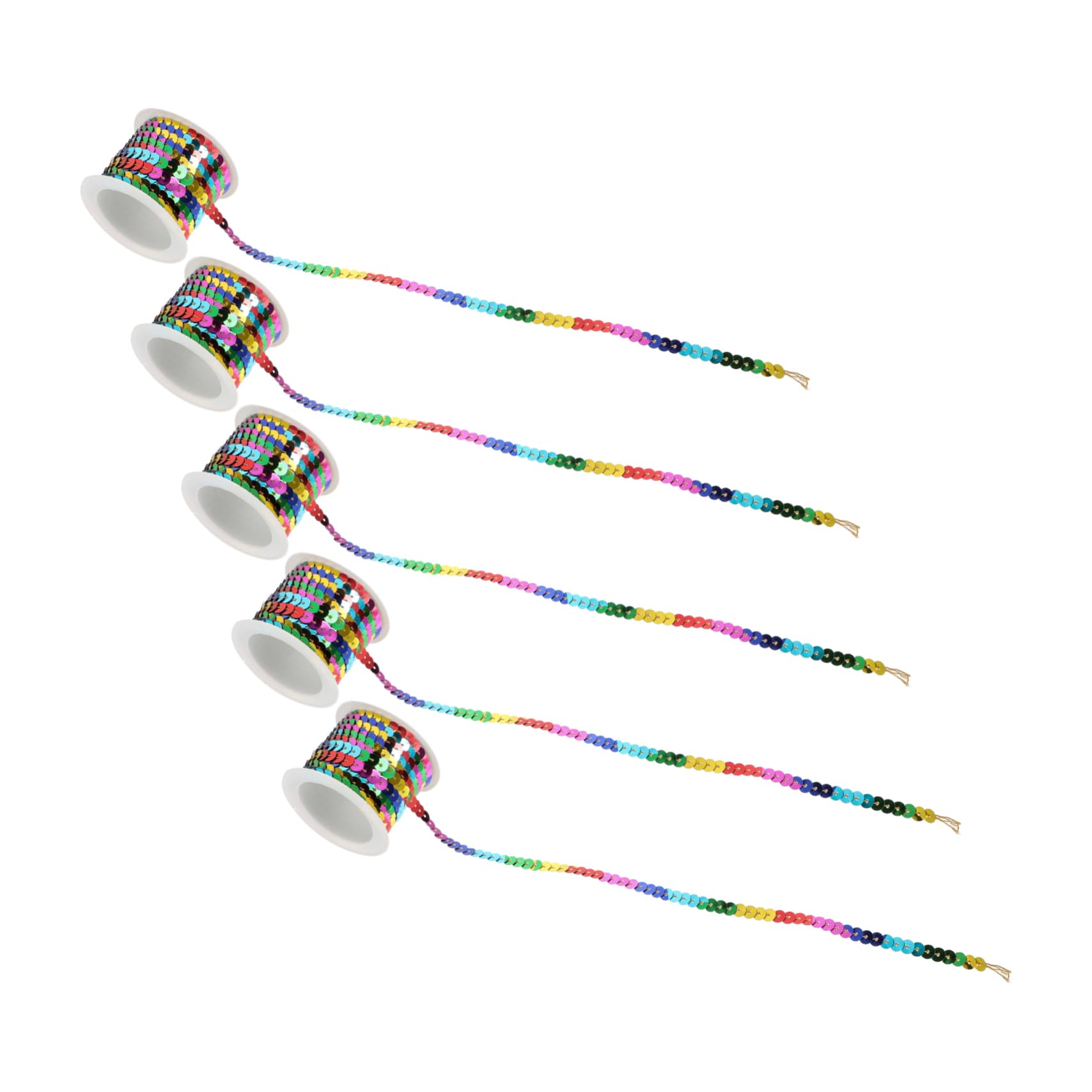 LALAFINA 2sets Rhinestones Trim Sequin Strings Flat Paillette String for Sewing Embellishments DIY Sequin Spool 5rolls*2