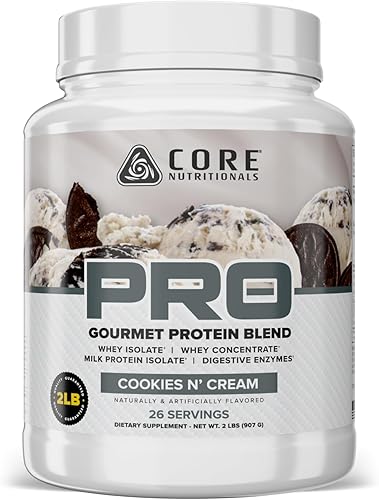 Core Nutritionals Pro Mezcla de Proteína de Suero de Liberación Sostenida | con Enzimas Digestivas | 25g de Proteína, 2g de Carbohidratos | Sin