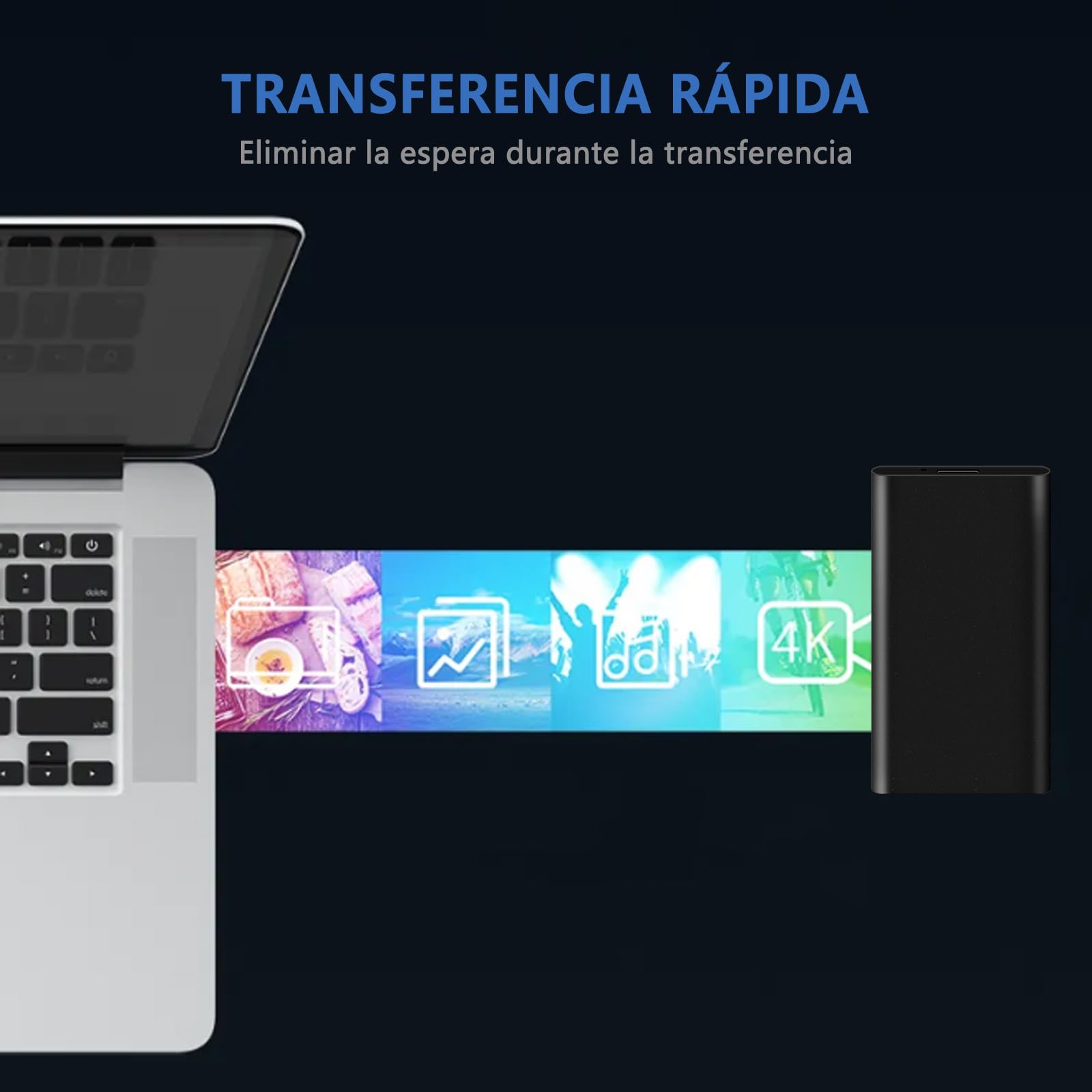 Watpot Disco Duro Externo 2TB Portátil, Resistente Al Agua y Los Golpes, para PC, TV, Ordenador de Escritorio y Windows -Negro - 5