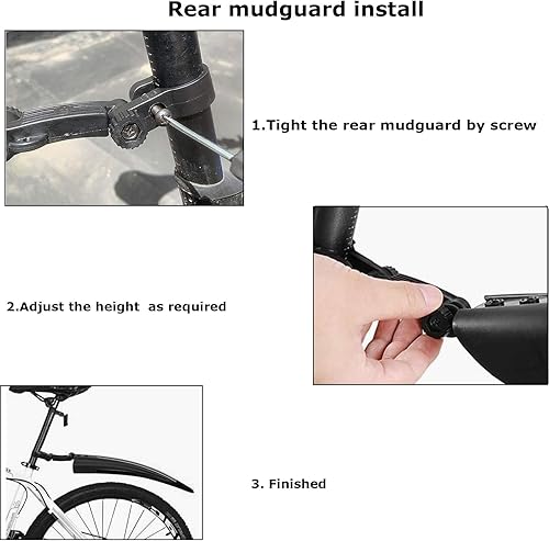 Miniatura 4 de Juego de guardabarros de bicicleta, guardabarros ajustables para bicicleta con 2 calcomanías reflectantes de flecha y 1 cinta reflectante, para