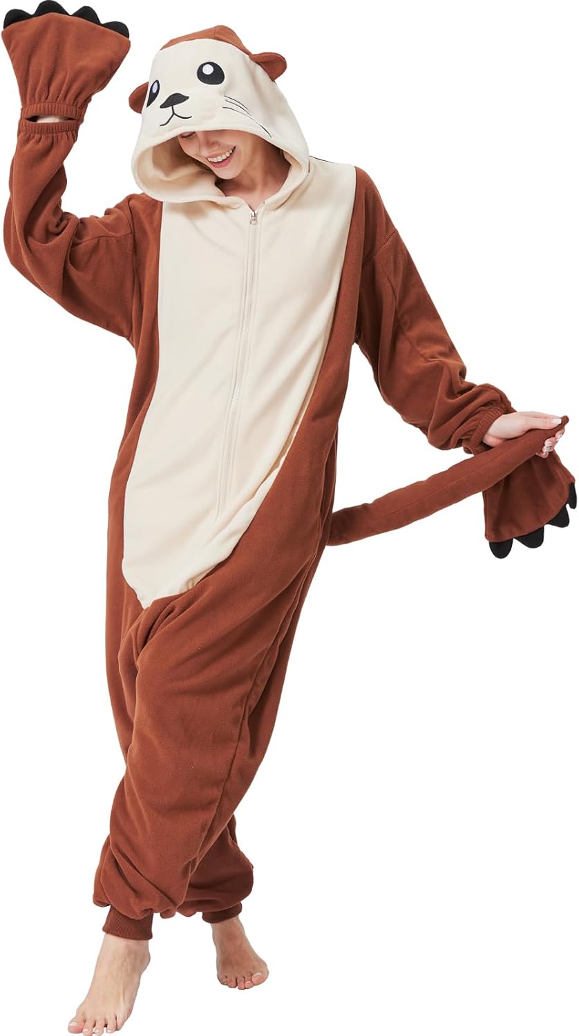 Adult Animal Onesie Sea Otter, Beaver, Groundhog Halloween Costume One-Piece Cosplay Suit for Women and Men - Image 3