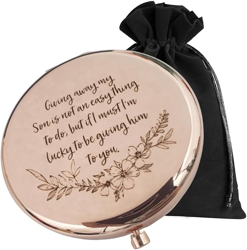 Espelho compacto redondo Enduring Gifts Rose Gold com aumento de 2x e bolsa preta
