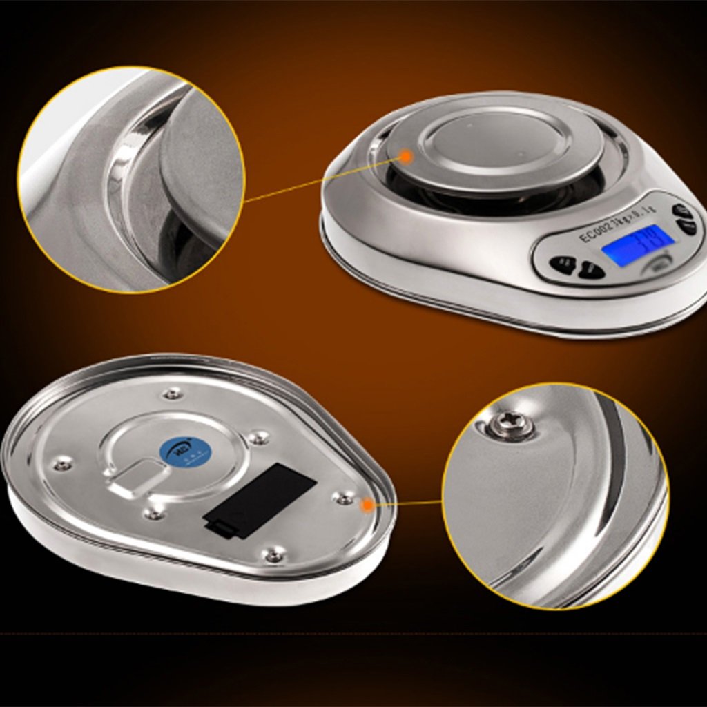 DWW Cocina en casa de Acero Inoxidable Bandeja de configuración Profesional para Hornear precisión Pantalla de Alta definición de Plata 5000g