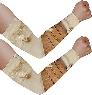 Mangas de braço com proteção solar UV para homens e mulheres, mangas de praia com estrela do mar protegem os braços esportivos, mangas de braço com proteção solar e proteção UV, Praia, concha, estrela do mar