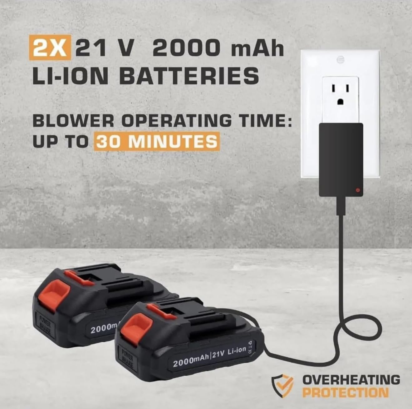 Bdit Accesorios Soplador de Batería, Mini Soplador de Hojas con Turbocompresor, Velocidad del Aire hasta 126 km/h, Equipado con 2 baterías de 88 V, Adecuado para el mantenimiento y mantenimiento de