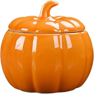 Pumpkin Jar Upgraded Cookie Jar Pumpkin Ceramic Figurine, Halloween Airtight Kitchen Canisters Fall Decor for Kitchen Bedroom Party Living Room Apartment Home