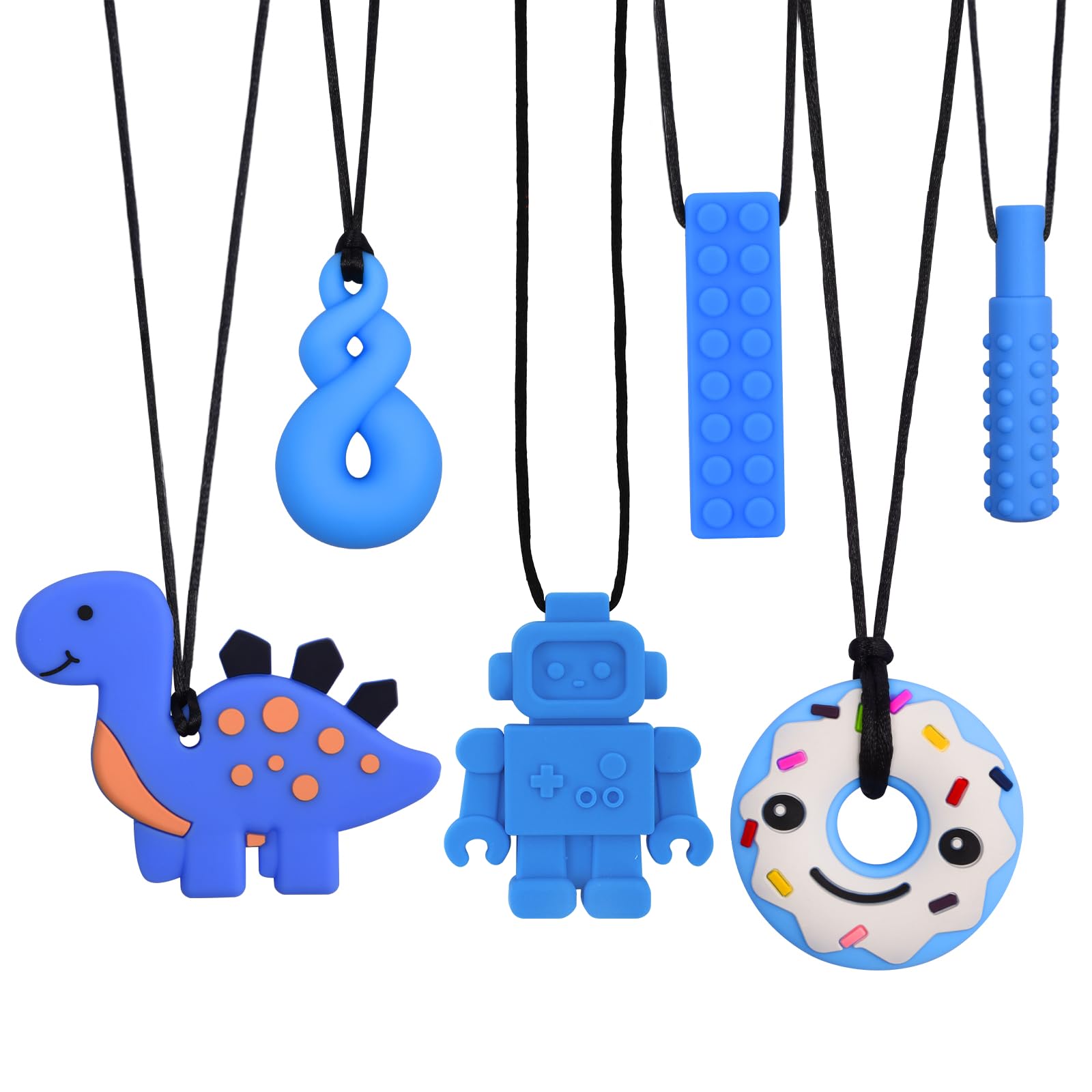 Sensory Chew Necklace, 6 PCS Chew Toys Food Grade Silicone