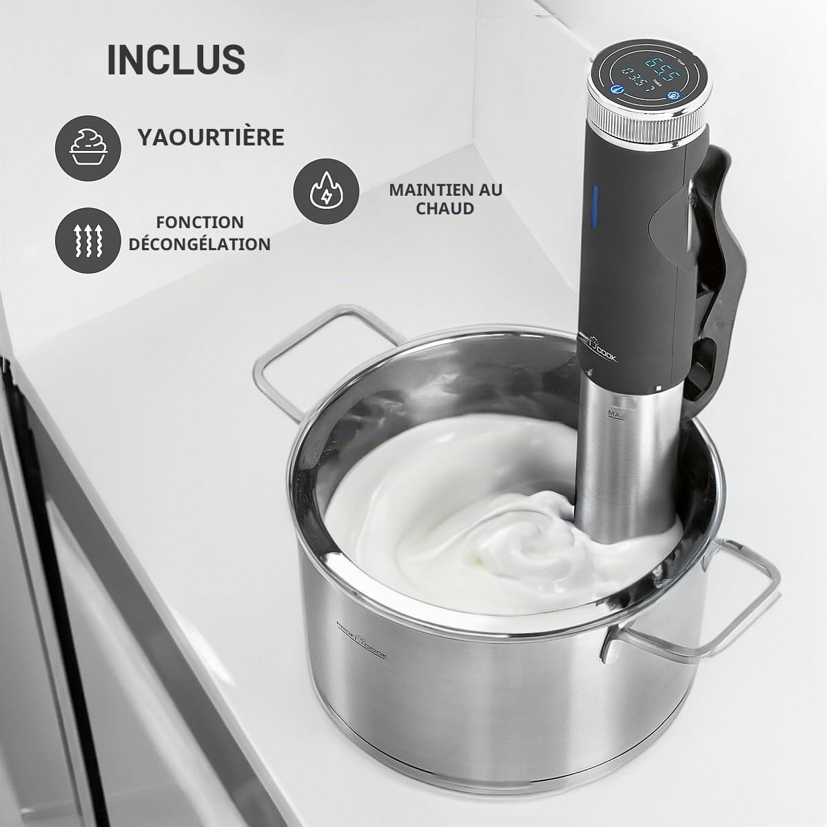 ProfiCook® Sous Vide Stick | funzione yogurt, scongelamento in caldo | fino a 90°C | slow cooker | morsetto di fissaggio | display tattile | alloggiamento in acciaio inox | PC- SV 1126