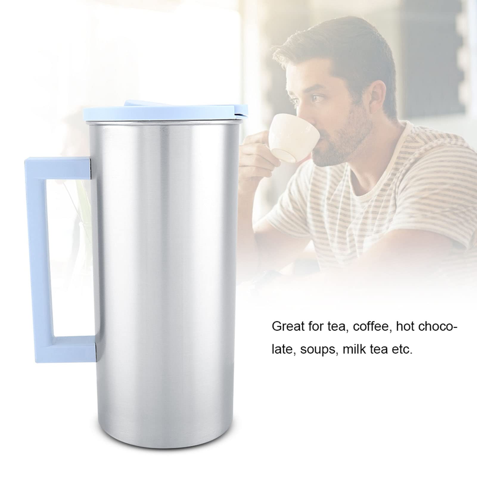 Pichet à Eau en Verre 1,8 L - Moderne, Bleu, pour Thé et Infusion