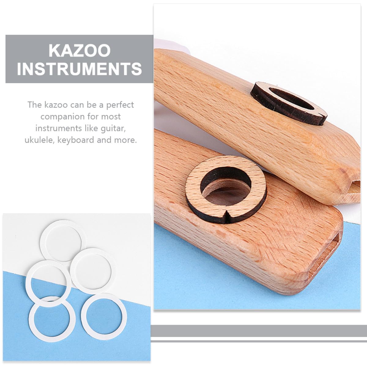 Ciieeo Kazoo Bois pour Débutants Instrument de Musique Facile à Apprendre Accompagnement Fiable pour Guitare et Ukulélé Kazoo Musical Compact et Résonnant