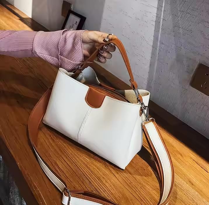 Image of Women's Brown Handbag - Stylish PU Leather Sling & Shoulder Bag with Adjustable Strap | Elegant Daily Office & Casual Tote Bag