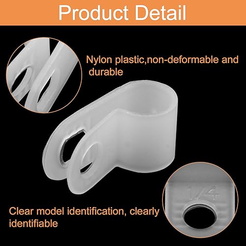 Miniatura 3 de Paquete de 60 abrazaderas de cable tipo R de 14 de pulgada de nailon con clips de sujeción de cable de montaje de tornillo para gestión de cables