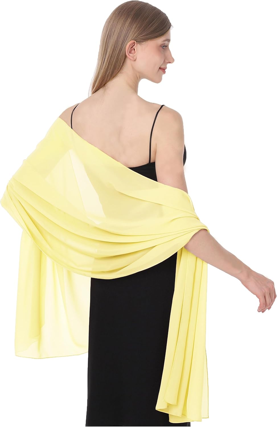 Baoqiya Women's Shawls and Wraps for Evening Dress Chiffon Shawl Soft Elegant Silky Pashmina Wedding Bridal Scarf