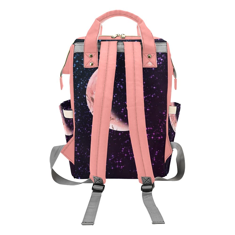 Anneunique Stars Moon Diaper Bags Backpack with Name Personalized Baby Bag Nursing Nappy Bag Travel Tote Bag Gifts for Mom Girl, 10.83 x 6.69 x 15 Inch