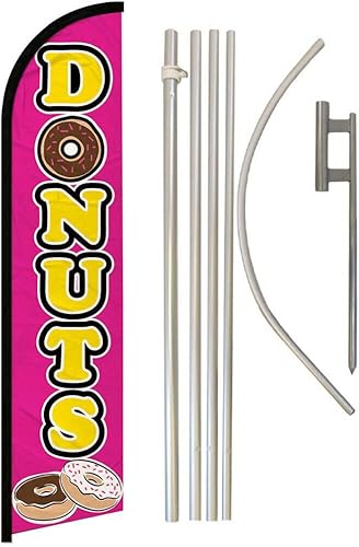 Premium Pink) Windless Flag & 16' Flagpole KitGround